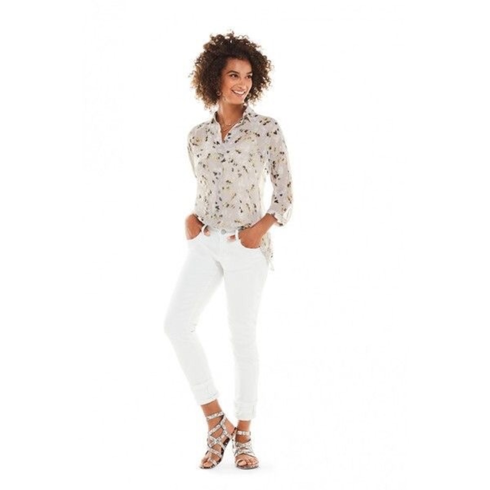 Cabi Slim White Boyfriend jean
